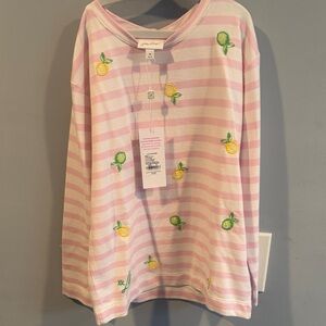 NWT Lilly Pulitzer Kids Pink Striped Top with Lemon Embroidery
